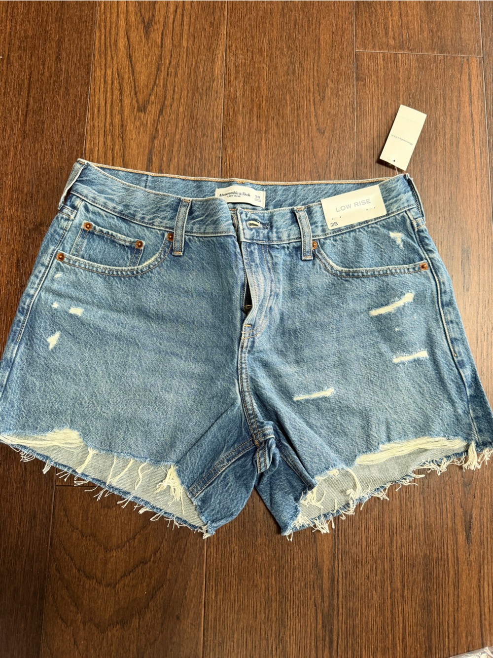 Abercrombie & Fitch Light Blue Distressed Denim Shorts